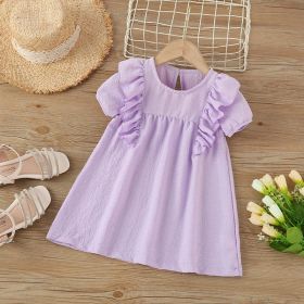 Baby Solid Color Ruffle Design Simple Style Summer Dress - 90 (12-24M) - Purple