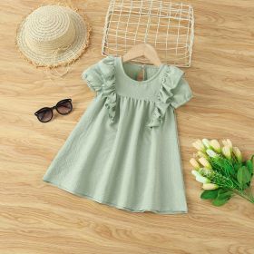 Baby Solid Color Ruffle Design Simple Style Summer Dress - 90 (12-24M) - Green