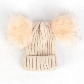 Children Pom Pom Bobble Hat Accessories - B-Beige