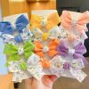 Cute Bows Baby Girls Hair Clips Solid Color Floral Pattern Children Hairpins Korean Korean Kids Hair Accessories - B- Green