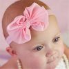 2 Pieces Baby Headband for Child Bowknot Headwear Cables Turban for Kids Elastic Headwrap Baby Hair Accessories - Light Pink