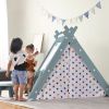 Kids Play Tent - 4 in 1 Teepee Tent with Stool and Climber, Foldable Playhouse Tent for Boys & Girls - as Pic