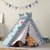 Kids Play Tent - 4 in 1 Teepee Tent with Stool and Climber, Foldable Playhouse Tent for Boys & Girls - as Pic