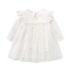 Baby Girls Floral Lace Patchwork Design Ruffle Long-Sleeved Dress Onesies In Spring & Autumn - 59 (0-3M) - White