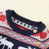 Baby Christmas Deer Pattern Shoulder Button Design Long Sleeved Onesies - 73 (6-9M) - Navy Blue