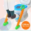 Potty Training Toilet Seat w/ Steps Stool Ladder For Children Baby Foldable Splash Guard Toilet Trainer - Multi-Color