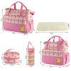 5PCS Baby Nappy Diaper Bags Set Mummy Diaper Shoulder Bags w/ Nappy Changing Pad Insulated Pockets Travel Tote Bags - Pink