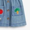 Baby Girl Cartoon Vegetable Embroidered Pattern Button Front Denim Vest Dress - 90 (12-24M) - Blue