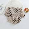 Baby Girl Polka Dot Pattern Little Flying Sleeve Loose Bodysuit - 66 (3-6M) - Brown