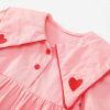 Baby Girl Solid Color A-Line Style Loose Lapel Long Sleeve Dress - 73 (6-9M) - Pink