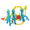 5 in 1 Slide and Swing Playing Set, Toddler Extra-Long Slide with 2 Basketball Hoops, Football, Ringtoss, Indoor Outdoor XH - yellow blue