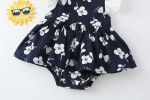 Baby Girls Floral Print Single Breasted Design O-Neck Sleeveless Onesies Dress In Summer - 66 (3-6M) - Black