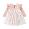 Baby Girls Floral Lace Patchwork Design Ruffle Long-Sleeved Dress Onesies In Spring & Autumn - 59 (0-3M) - White