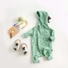 Baby Cartoon Dinosaur Graphic Snap Button Thin Style Rompers With Hat - 66 (3-6M) - Green