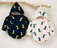 Baby Boy 1pcs Cartoon Dinosaur Pattern Long Sleeves O-Neck Bodysuit & Hats - 66 (3-6M) - Navy Blue