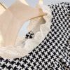 Baby Girl Houndstooth Pattern Mesh Patchwork Chanel's Dress - 90 (12-24M) - Black