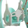 5 in 1 Slide and Swing Playing Set, Toddler Extra-Long Slide with 2 Basketball Hoops, Football, Ringtoss, Indoor Outdoor XH - Gray green