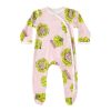 Baby Fruit Graphic Side Full Button Design Long Sleeves Covered Romper Tracksuit - 66 (3-6M) - Blue