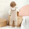 Baby Checkerboard Pattern Strap Design Knit Spring Autumn Rompers - 59 (0-3M) - Green