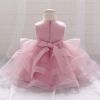 Baby Girl Sequins Patched Design Sleeveless Tutu Style Baptism Birthday Dress - 73 (6-9M) - Light Pink