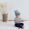 Grey Baby Bear Ear Knit Hat - Gray