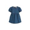 Baby Girl Solid Color Puff Sleeve Loose Denim Dress - 90 (12-24M) - Blue