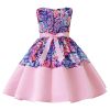 Baby Girl Flower Graphic Bow Patched Design Princess Screen Dress - 100 (2-3Y) - Pink