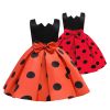 Baby Girl Polka Dot Graphic Sleeveless Performance Evening Dress - 100 (2-3Y) - Orange