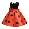 Baby Girl Polka Dot Graphic Sleeveless Performance Evening Dress - 100 (2-3Y) - Orange