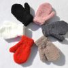 2Pcs/set Children Plush Gloves Solid Color Winter Warm Thicken Gloves - White