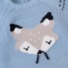 Baby Cartoon Fox Graphic Long Sleeves Triangle Knitted Romper Jumpsuit In Autumn - 73 (6-9M) - Blue