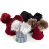 Children Pom Pom Bobble Hat Accessories - A-Red