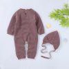 Baby Cartoon Bunny Embroidered Graphic Solid Warm Rompers With Hat - 73 (6-9M) - Coffee