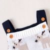 Baby Christmas Elk Pattern Srappy Design Sweater Rompers - 73 (6-9M) - Navy Blue