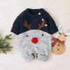 Baby Cartton Pattern Contrast Design Side Button Christmas Knitted Romper - 73 (6-9M) - Navy Blue