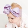 Baby Big Flower Bowknot Hairband Soft Nylon Girls Headband Elastic Kids Turband - Purple