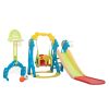 5 in 1 Slide and Swing Playing Set, Toddler Extra-Long Slide with 2 Basketball Hoops, Football, Ringtoss, Indoor Outdoor XH - yellow blue