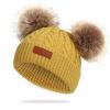 Cute Double Wool Pompom Baby Hat Children Cap Warm Autumn Winter Hats For Kids Boys Girls Knitted Warmer Beanie Caps Bonnet - Pink - 0-3 Years