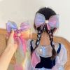 Chiffon Bow Ribbon Girls Hairpins Cute Colorful Bows Flowers Children Hair Clips Fashion Hair Accessories - B- 4