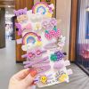 New 14-Piece Set Children's Cute Flower Fruit Animal Candy Color Hairpin Set - Purple calf 14 sets