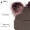 New Warm Knitted 0-3Y Baby's Hat Cute Double Fur Pompon Beanies Thick Double Layer Cap Faux Pompom Hat - Gray - 0 3Y