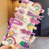 New 14-Piece Set Children's Cute Flower Fruit Animal Candy Color Hairpin Set - Purple calf 14 sets