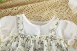 Baby Girl Floral Pattern Round Nek Short Sleeve Onesies Dress - 66 (3-6M) - White