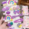 New 14-Piece Set Children's Cute Flower Fruit Animal Candy Color Hairpin Set - Purple calf 14 sets