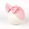 3 PCs White Green Pink Children Baby Solid Color Summer Breathable Porous Sleeve Cap Bow Fetal Cap - White green powder 3 piece set