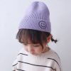 Smiling Face Embroidery Baby Knitted Hat Autumn Winter Warm Infant Toddler Beanie Hat Outdoor Windproof Girls Boys Bonnet Cap - Orange