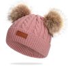 Cute Double Wool Pompom Baby Hat Children Cap Warm Autumn Winter Hats For Kids Boys Girls Knitted Warmer Beanie Caps Bonnet - Gray - 0-3 Years