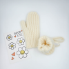 Beige Knitted Mittens with Twist-Pattern for Boys Girls - Beige