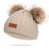 Cute Double Wool Pompom Baby Hat Children Cap Warm Autumn Winter Hats For Kids Boys Girls Knitted Warmer Beanie Caps Bonnet - Gray - 0-3 Years