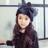 2-8Y Organza Big Bowknot Knitted Hat - Black - One Size